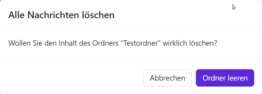 Bestätigungsdialog, um einen Ordner zu leeren