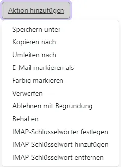 Dropdown-Menü mit Auswahlmöglichkeiten für Aktionen