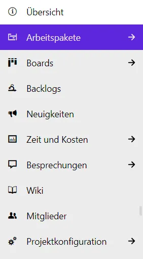 Projektnavigation: Arbeitspakete