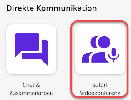 Sofort Videokonferenzen in der Modulübersicht