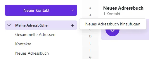 Neues Adressbuch hinzufügen