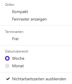 Terminplanung Optionen